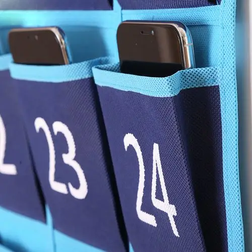 班级手机收纳袋挂袋壁挂学生手机袋子存放布袋教室手机袋挂墙挂式