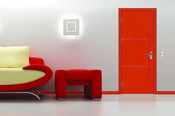 现代鲜红色木门效果图