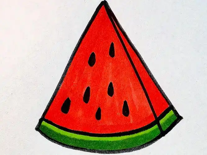 一个扇形和三角形画西瓜,超级简单,跟我学起吧#西瓜简笔画 #亲子简笔