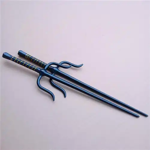 武术铁尺 钢制双叉三股车载空手道短叉浪人叉十手铁尺功夫钢叉 53厘米