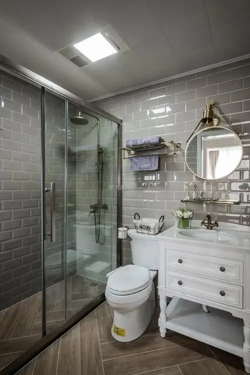 时代花园153平美式风格卫生间干湿分离装修图