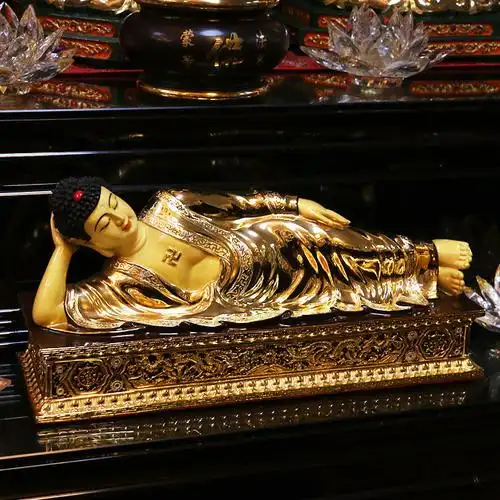 台湾成佛摆件铜像鎏金佛教卧佛纯铜