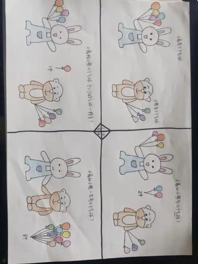 一年级数学连环画 一年级数学小报,四格画