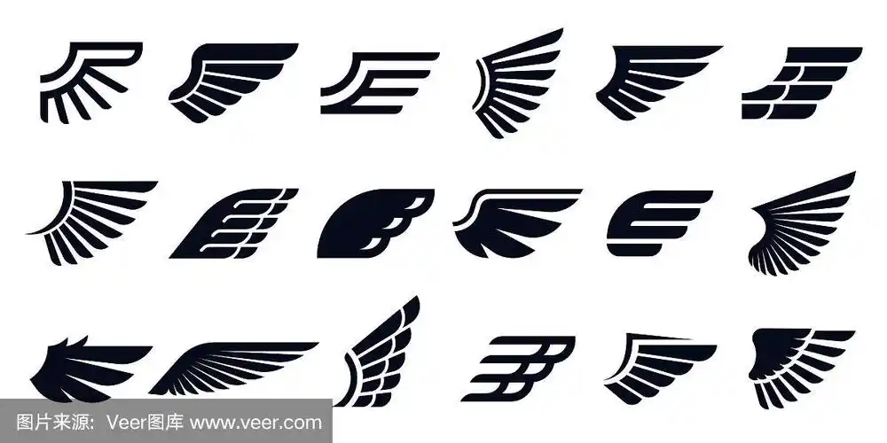 翅膀,鸟类,符号,矢量,鹰