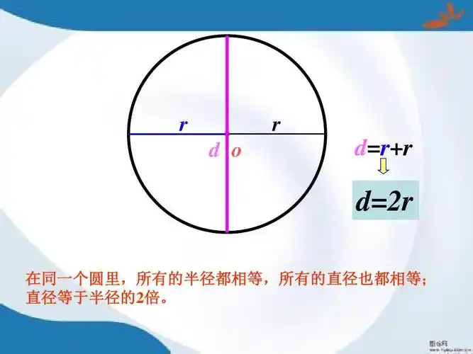r d o r d=r r d=2r 在同一个圆里,所有的半径都相等,所有的直径也都