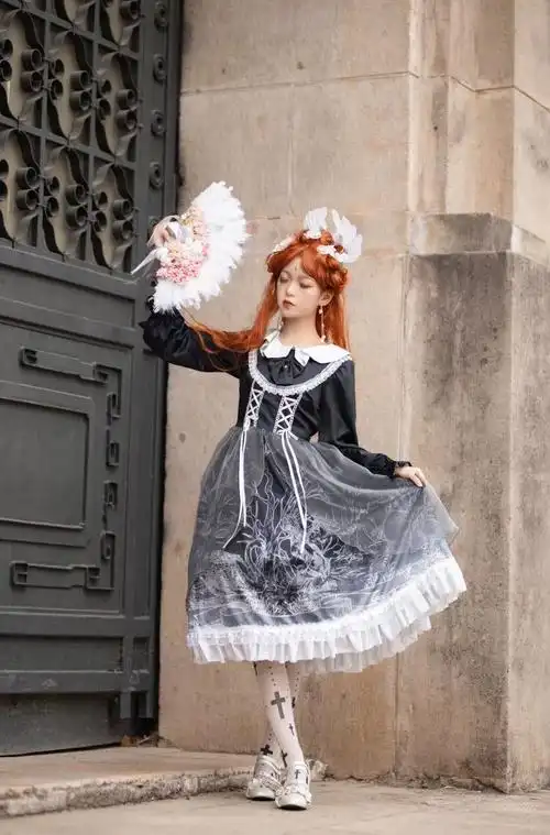 一角驴原创lolita古典哥特宫廷oplolita春秋季长袖连衣裙羽生
