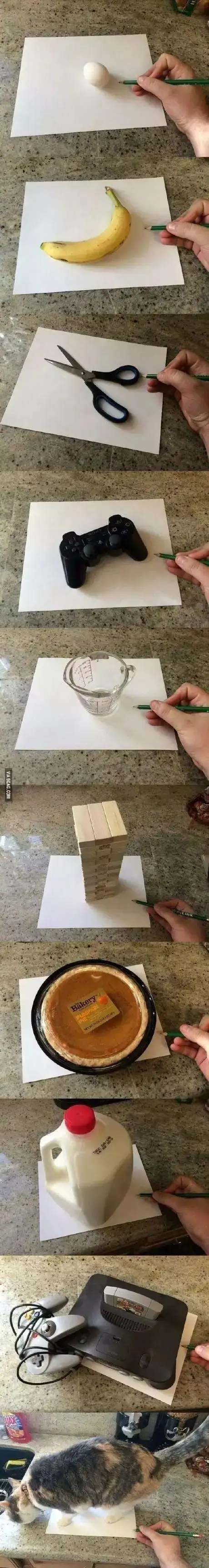 这些纸上3d立体画简直实物一样