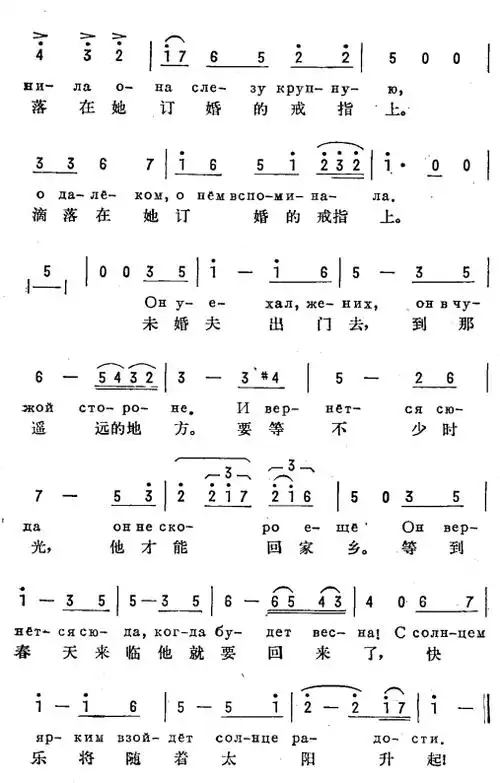 北方的星(俄汉双语)2_简谱_搜谱网