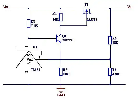 向各位高手请教一个由tl431三极管和mos管组成的稳压电路的问题