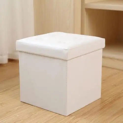 pu皮革正方形多功能收纳凳可坐人储物凳子折叠凳客厅沙发换鞋凳子