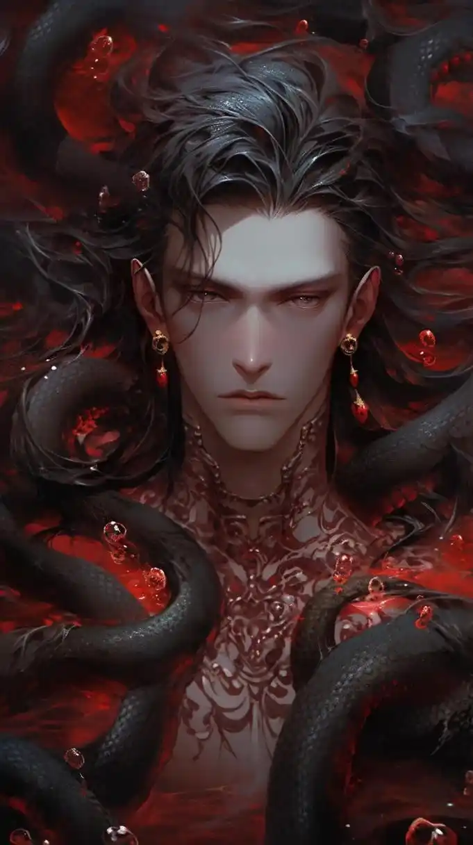 美男与蛇,自然的完美结合.