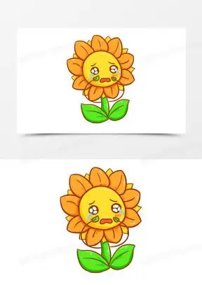 卡通手绘创意向日葵哭泣表情素材