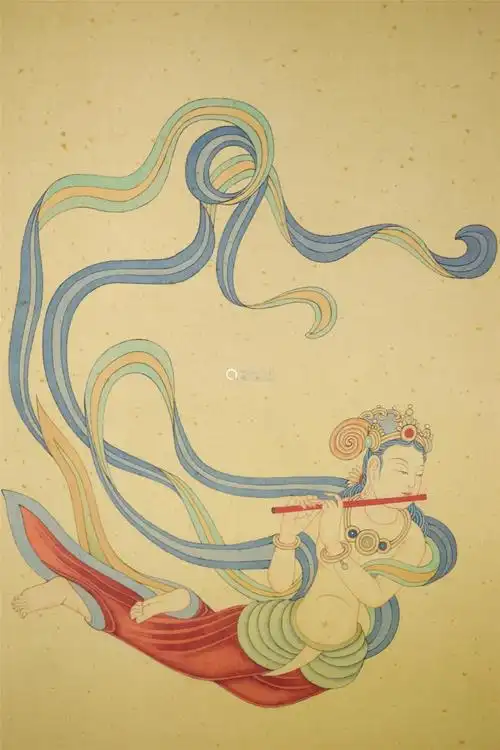 张大千 近现代 飞天神女 绢本设色 立轴-【成交 价格 图片】