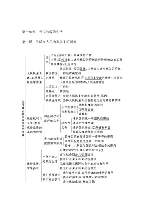 全国高中政治必修二政治生活知识框架