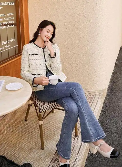 小香风外套 阔腿裤=气质王炸组合!初夏这么穿,照样又美又高级