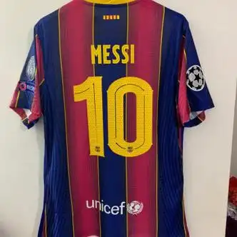 宿腾2021巴萨主场球员版球衣巴萨梅西球衣中文梅西签名球衣送欧冠版