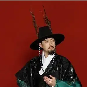 明制汉服男帽子男毛珠串大帽平顶配飞鱼服圆领袍笠帽空顶帽首服潮