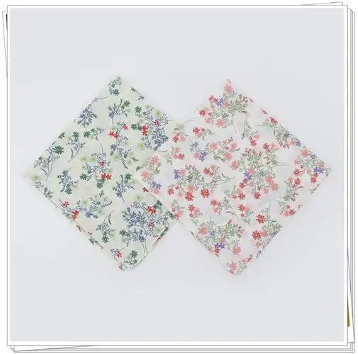 小清新棉质感日韩系印花图案手绢方巾 新款纯棉高档印花女士手帕