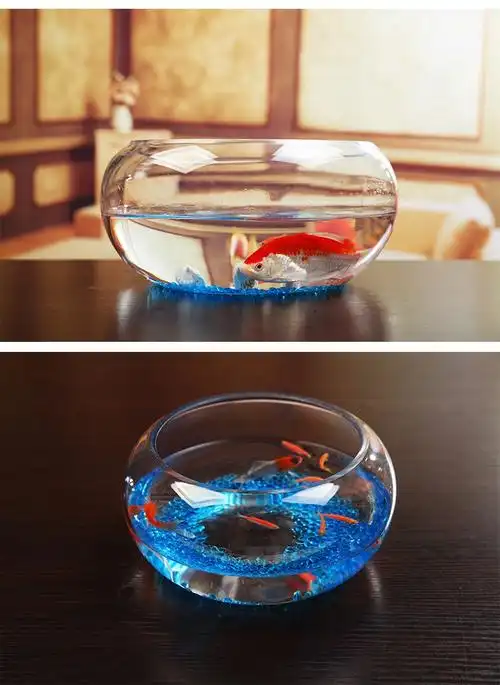 透明水培玻璃圆形大号金鱼缸客厅茶几装饰工艺品花盆摆件简约