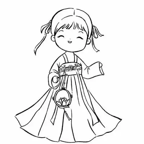 汉服简笔画手绘长裙 汉服简笔画手绘长裙 裙子