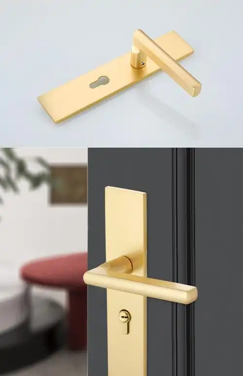 卧室门锁室内房间门把手静音磁吸拉丝金色家用通用型实木锁具门锁a款