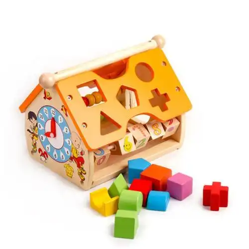 onaic 优莱客 木制玩具屋 形状配对组合数字屋 宝宝益智慧屋 儿童玩具