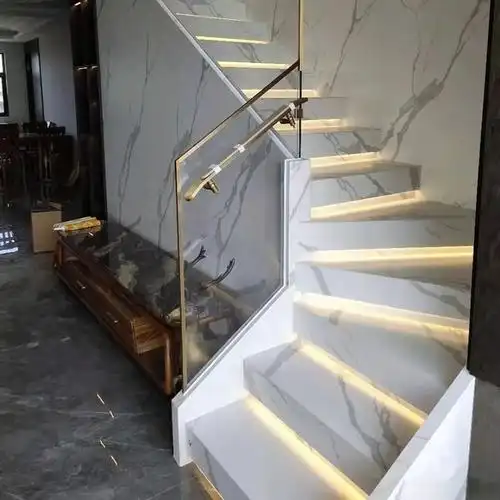 岩板大理石楼梯踏步现代轻奢网红别墅复式楼台阶防滑定制人造石