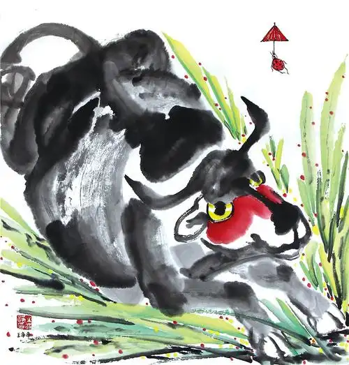 牛年画牛王净净42幅国画牛萌趣水墨牛