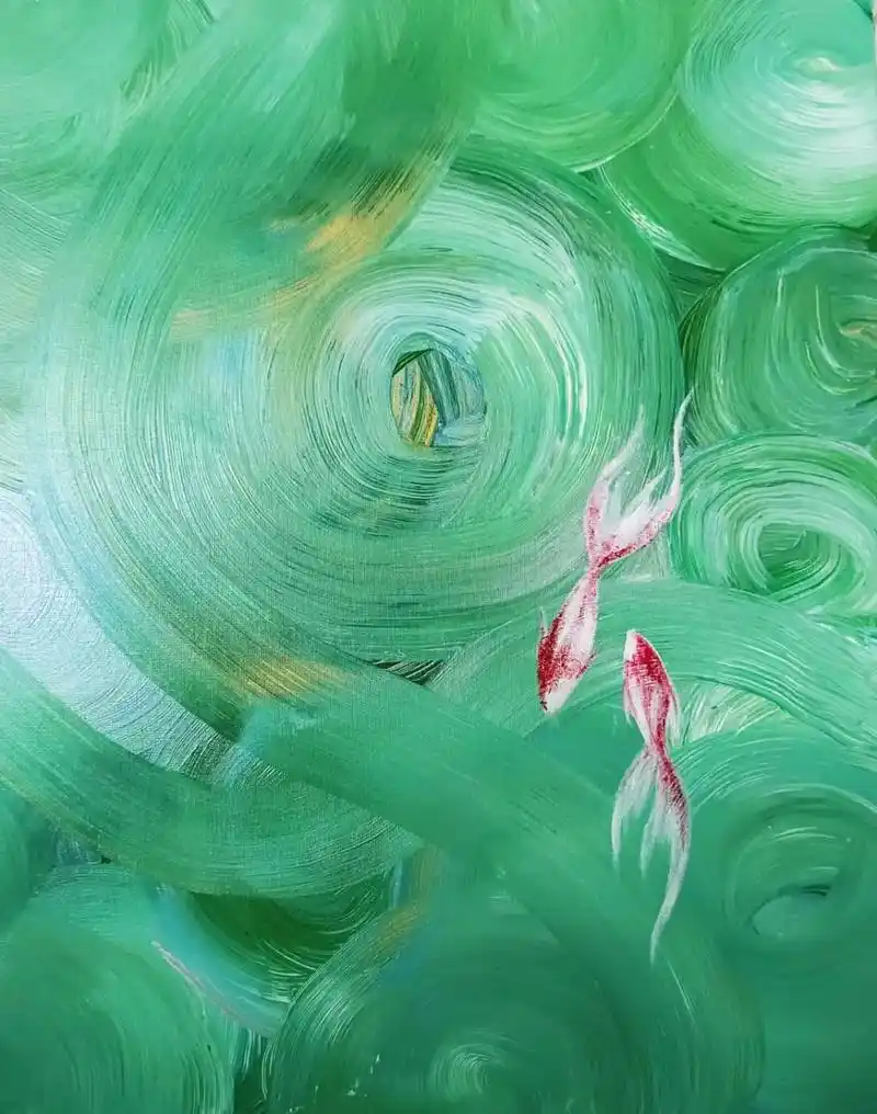 手绘丙烯画欣赏锦鲤吧名字