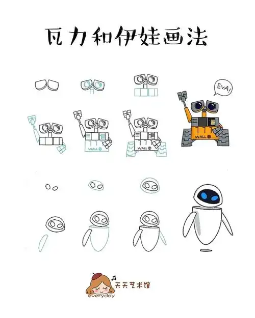 跟着动画片学简笔画10机器人总动员