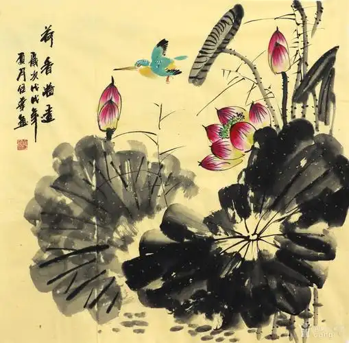 何佳华原稿真迹手绘国画字画水墨四尺斗方写意花鸟画