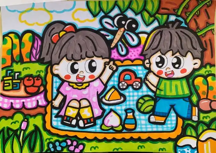 野餐主题画#幼儿主题画  #幼儿主题画简笔画  #幼儿简笔画