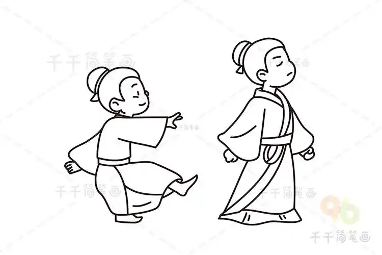 邯郸学步简笔画儿童启蒙画