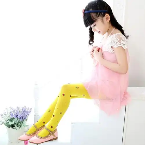 儿童天鹅绒连裤袜 超弹春款糖果色打底裤 女童甜美草莓打底舞蹈袜