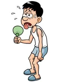 炎热卡通在炎热的天气中的卡通人照片