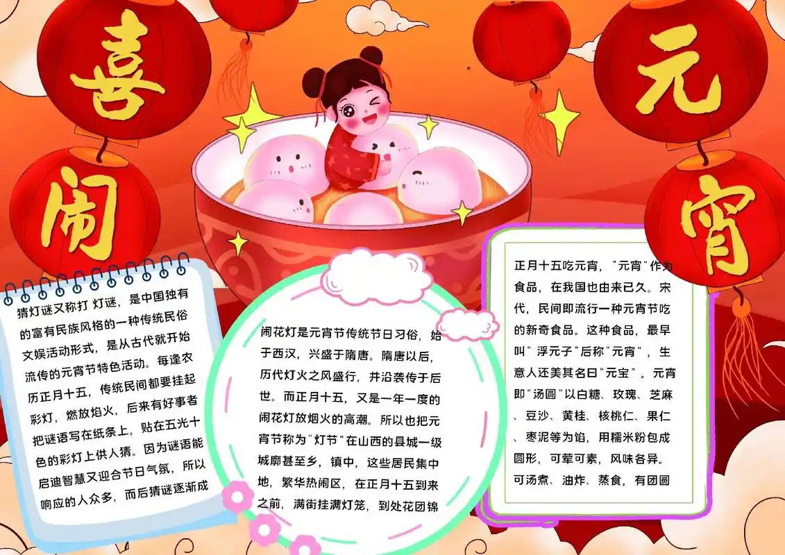 元宵节手抄报模板线稿.#元宵节手抄报 图片内容文字简单又漂亮 - 抖音