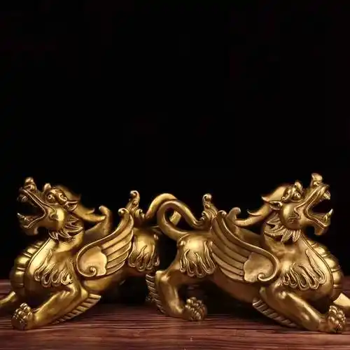 铜貔貅摆件一对霸王飞天貔貅家居店铺开业黄铜公母貔恘大号神兽优惠券