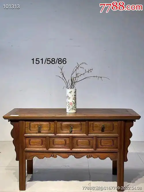 清代楸木老三联柜明式海棠纹长桌可以做玄关_价格6500元_第1张_7788