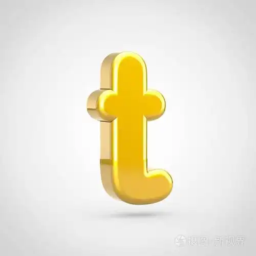 金色字母 t 小写.3d 渲染字体与金色纹理隔离在白色背景上