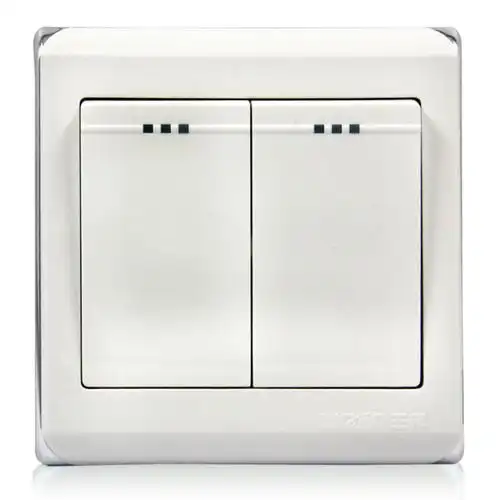 王邦装修开关插座面板二开单控开关v70雅白钢架开关