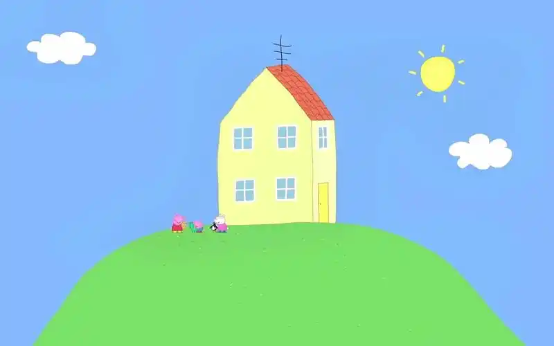 小猪佩奇第七季佩奇和袋鼠一家一起玩板球球被打到了树上