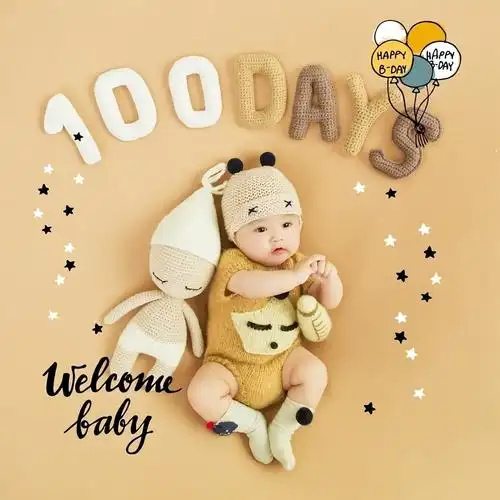 满月百天照百日照百岁照照满月衣服整套浅蓝色我要坐飞船含背景衣服