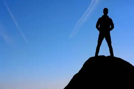 在海上望著远方的孤孤单单一个人通往远方的路红色的边境牧羊犬看远方