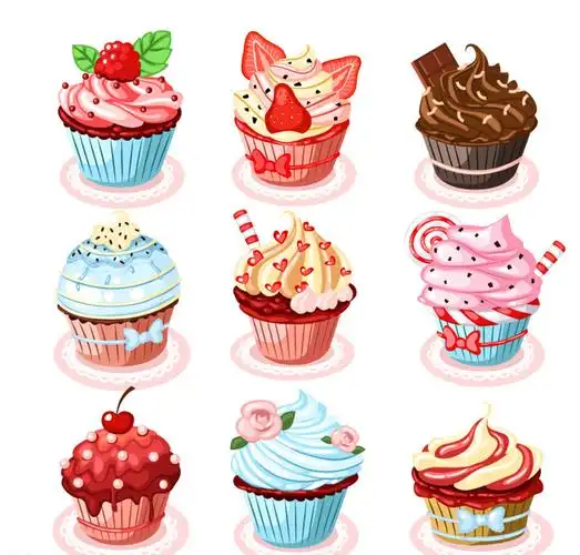 纸杯蛋糕设计矢量图图片