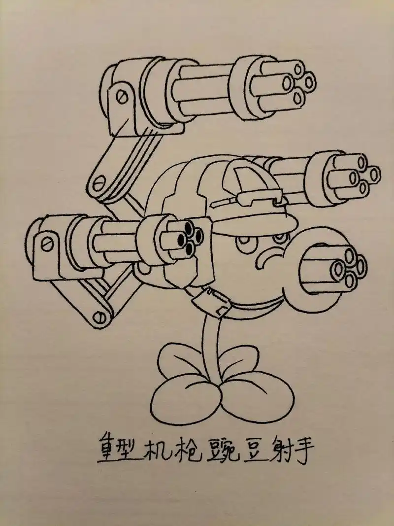 重型机枪豌豆射手.#植物大战僵尸 #一起学画画 #绘画 #画 - 抖音