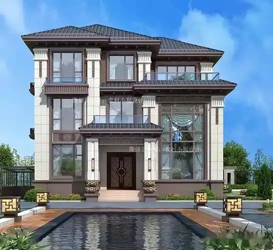 28套新款三层新中式别墅,养老首选沉稳又大气新中式极简轻奢风格_农村