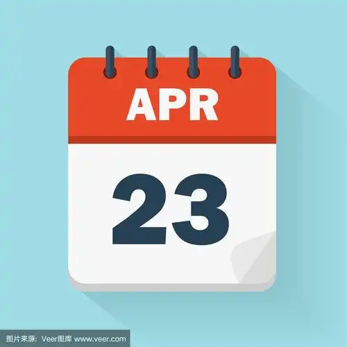 4月23号.每日日历图标矢量格式.日期,时间,日,月.假期