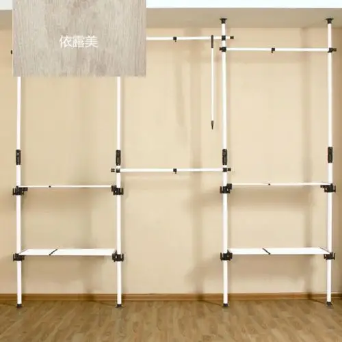 爵尼简易衣柜钢架组装壁柜组合大衣橱diy开放式衣帽间韩式收纳柜 图片