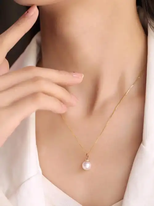 经典简约款式78akoya珍珠项链