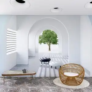 服装店直播背景墙壁纸3d延伸空间拱门造型客厅工作室公司前台墙纸